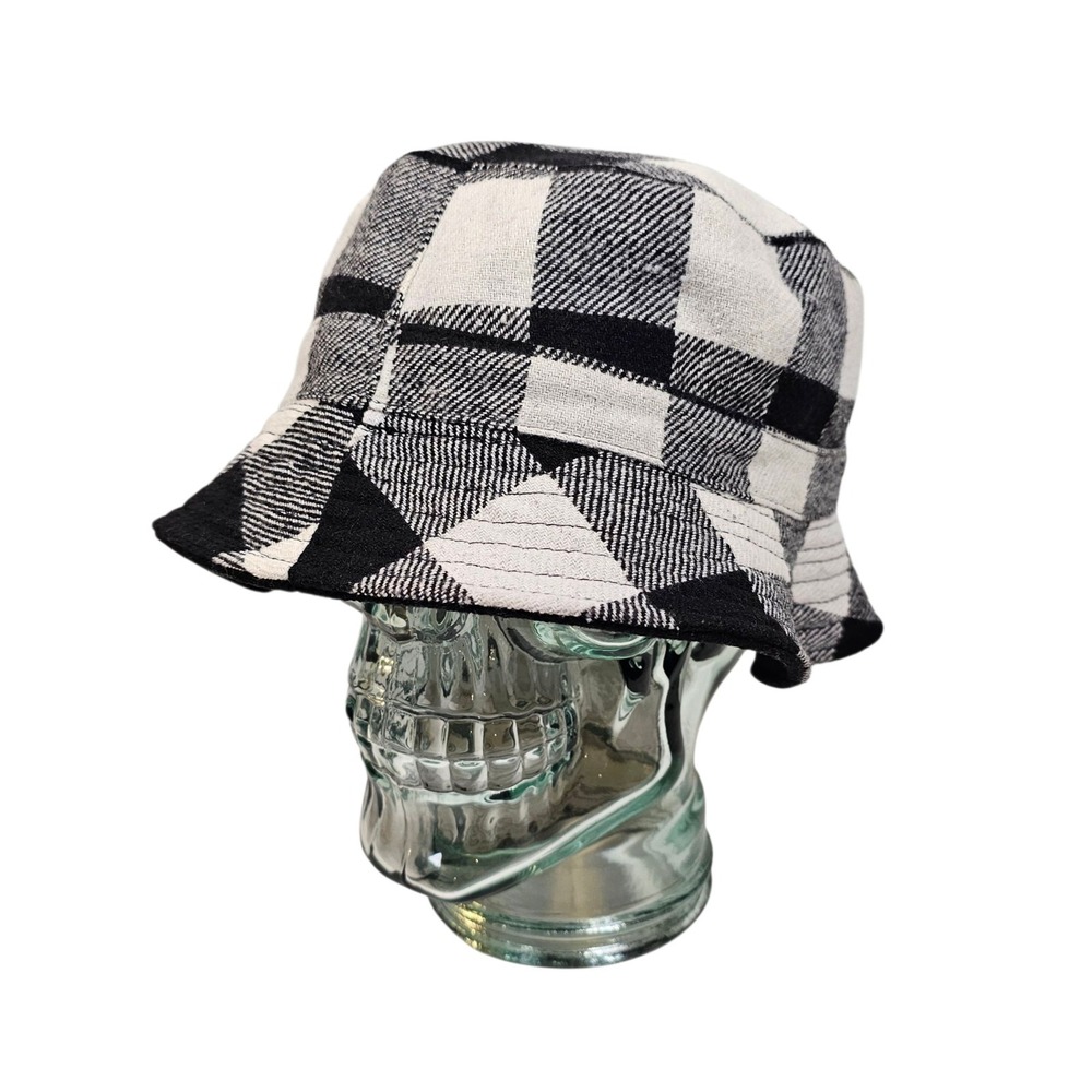 Abound Plaid Checker Reversible Bucket Hat Black x White One Size